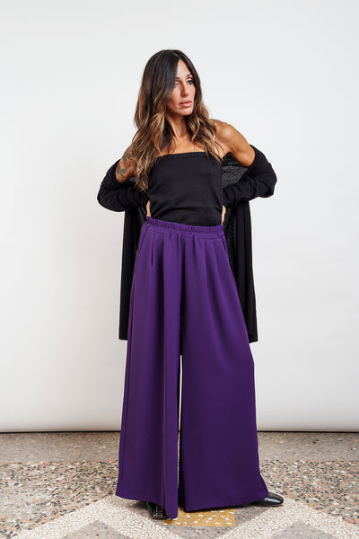 WIDE TROUSERS - eggplant
