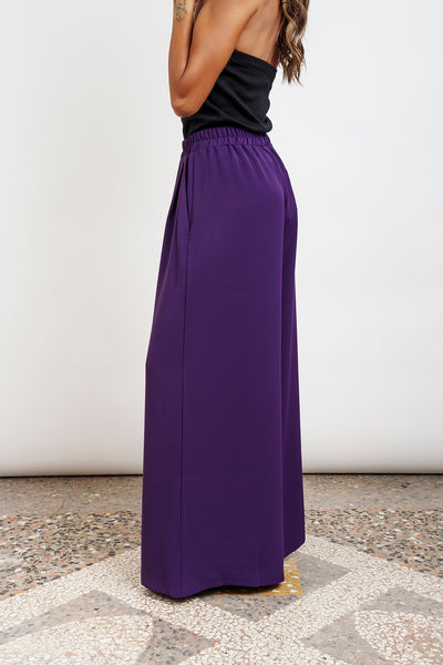 WIDE TROUSERS - eggplant