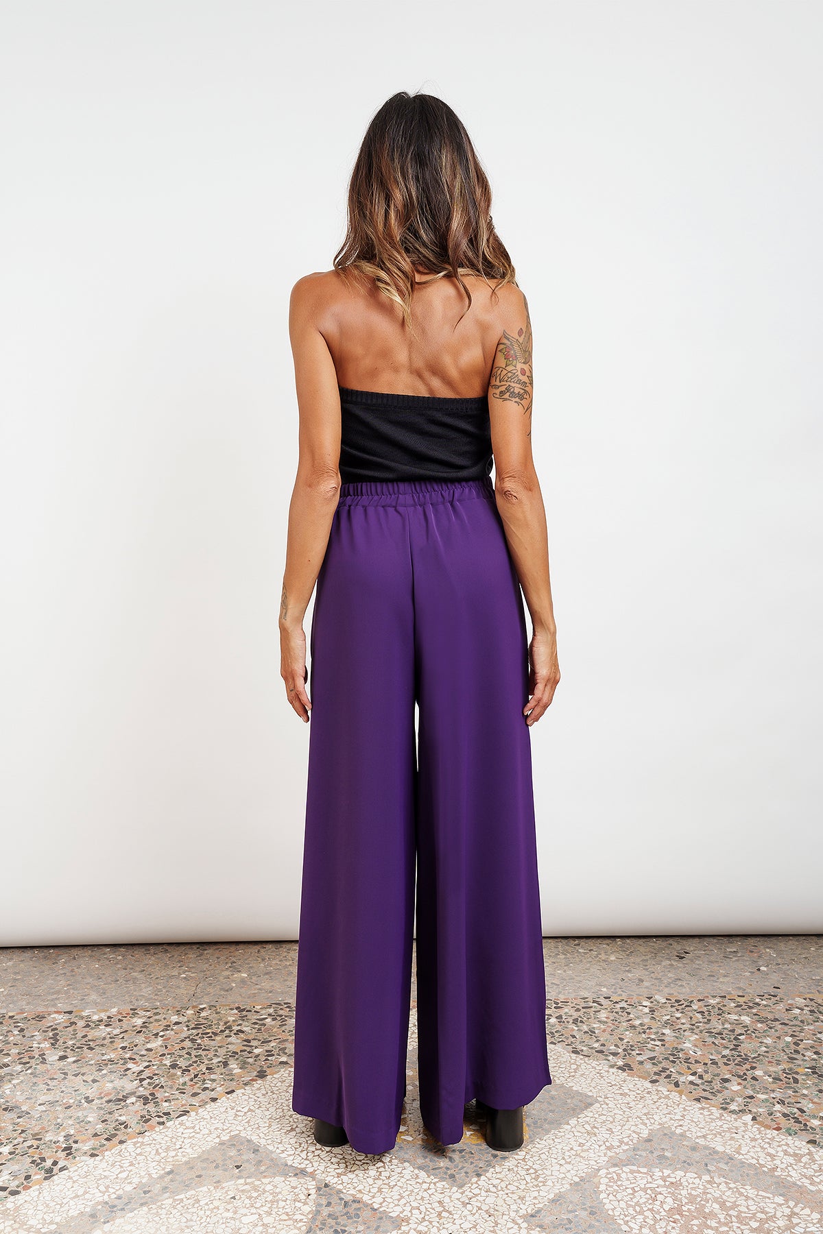 WIDE TROUSERS - eggplant