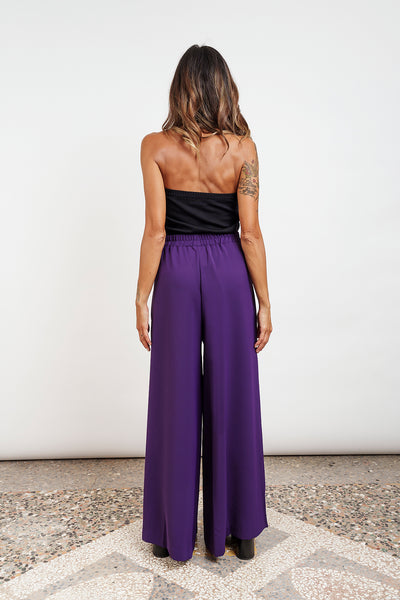 WIDE TROUSERS - eggplant
