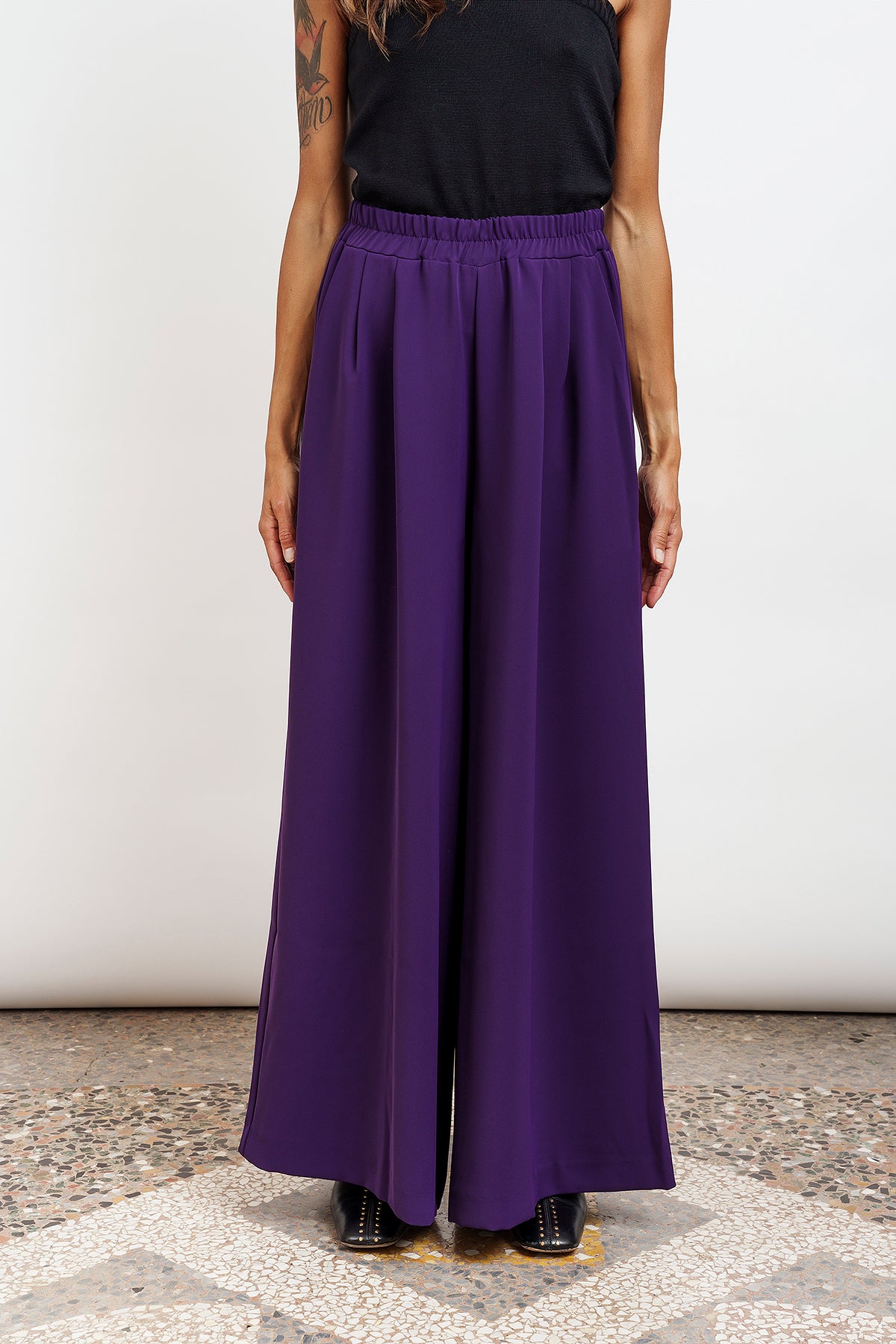 WIDE TROUSERS - eggplant