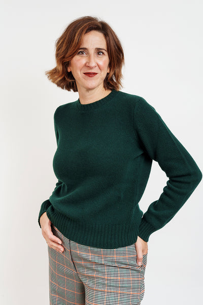 JOLLY CREW NECK IN MERINO WOOL - forest green