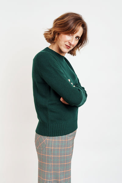 JOLLY CREW NECK IN MERINO WOOL - forest green
