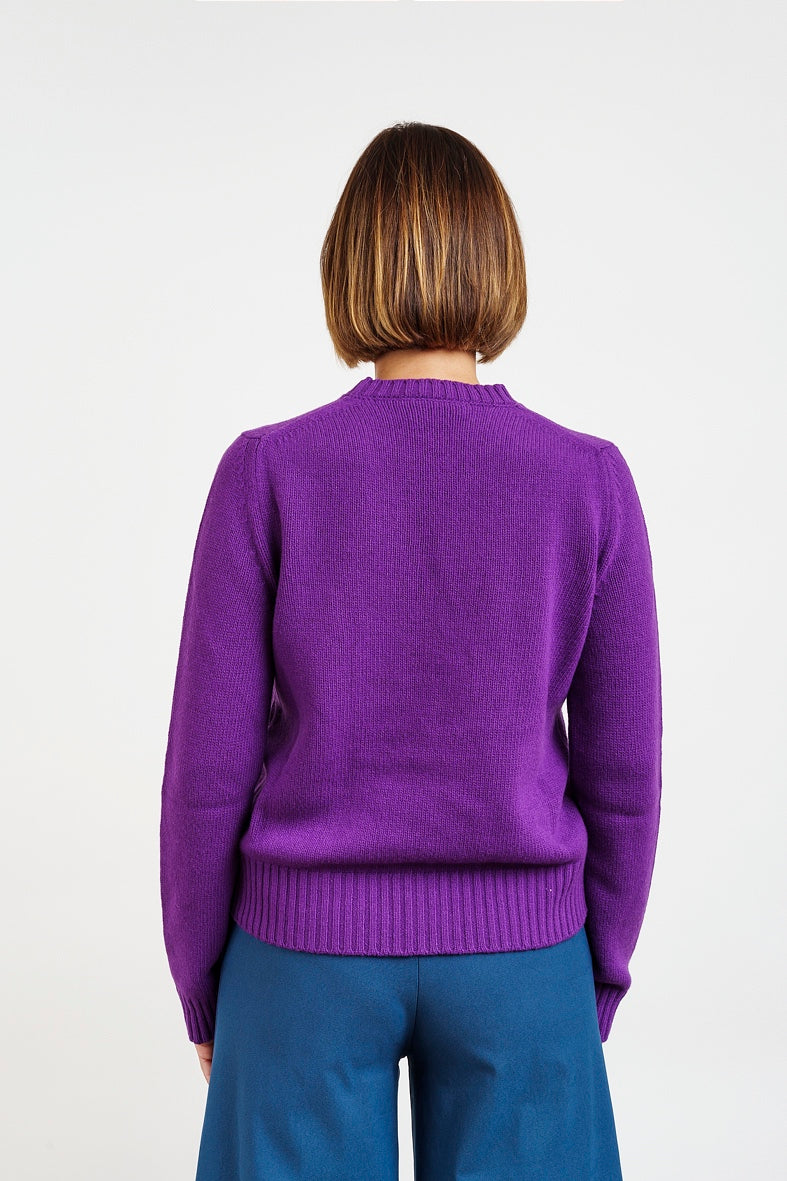 JOLLY CREW NECK IN MERINO WOOL - purple