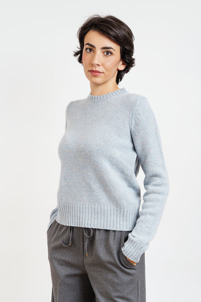 JOLLY CREW NECK IN MERINO WOOL - melange blue