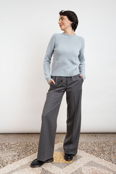 JOLLY CREW NECK IN MERINO WOOL - melange blue