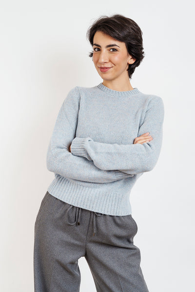 JOLLY CREW NECK IN MERINO WOOL - melange blue