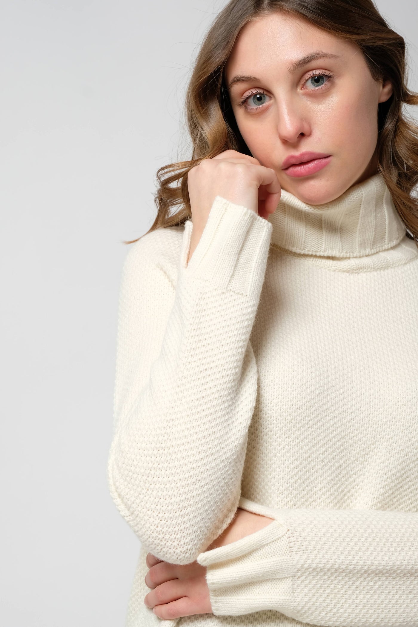 MAGLIA TETI DOLCEVITA AVORIO in ecocashmere