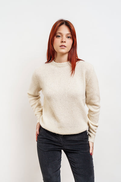 UNISEX CREW NECK SWEATER in olive green melange