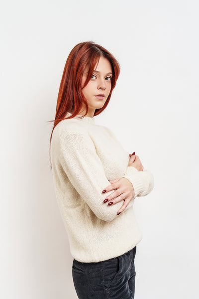 UNISEX CREW NECK SWEATER in olive green melange
