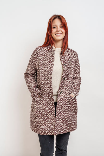 CAPPOTTINO AMELIE jacquard avorio, bordeaux e oro