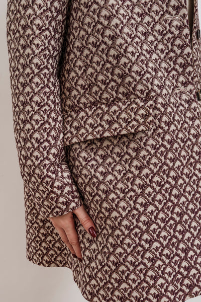 CAPPOTTINO AMELIE jacquard avorio, bordeaux e oro