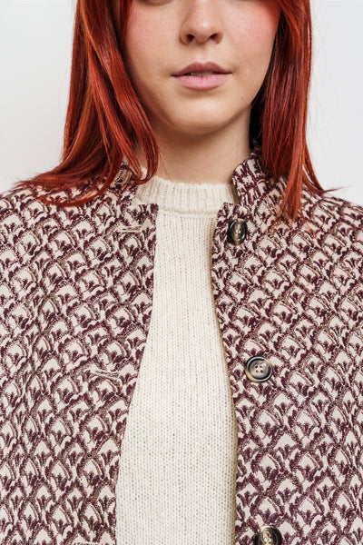 CAPPOTTINO AMELIE jacquard avorio, bordeaux e oro