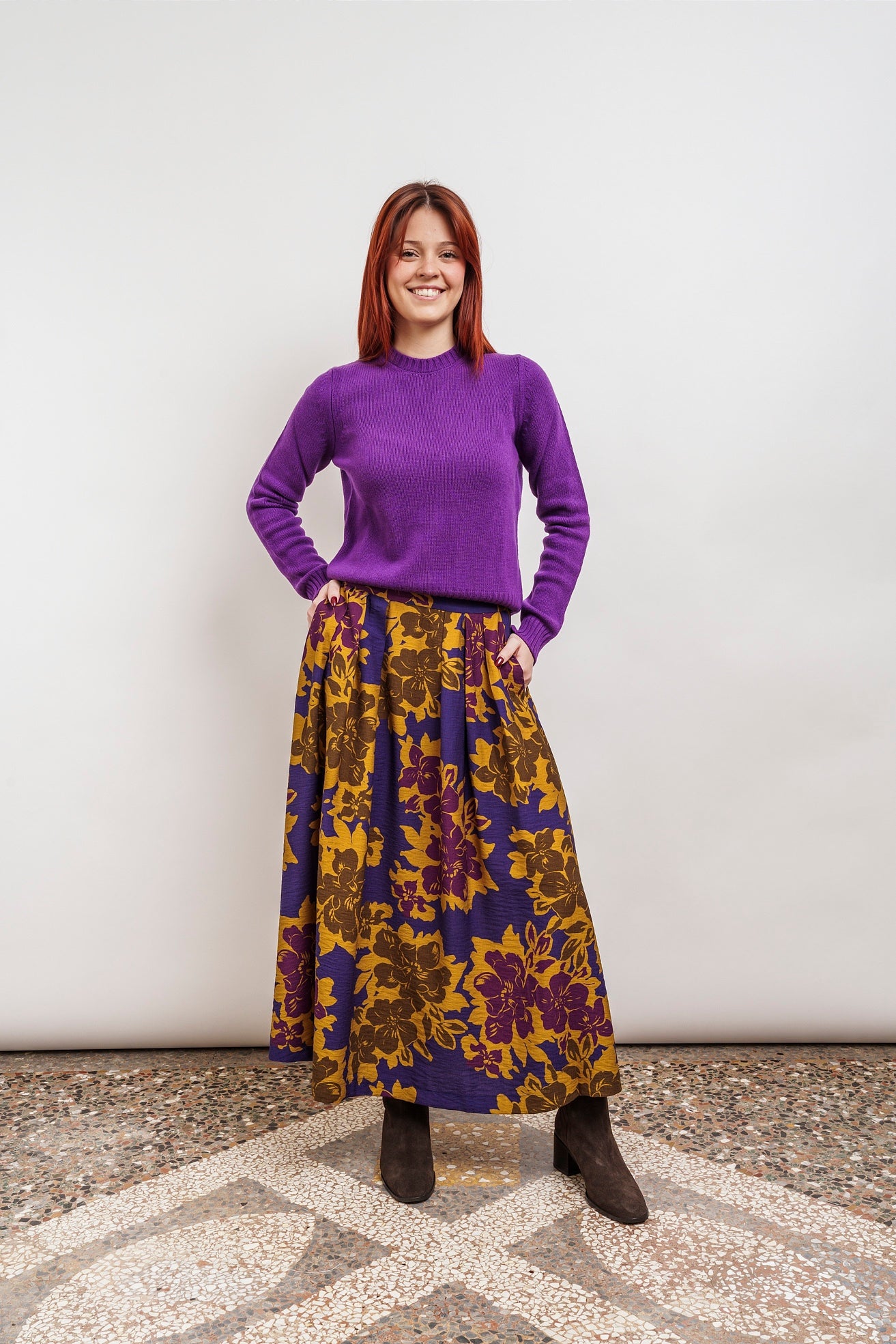 MERINO WOOL CREW NECK - purple