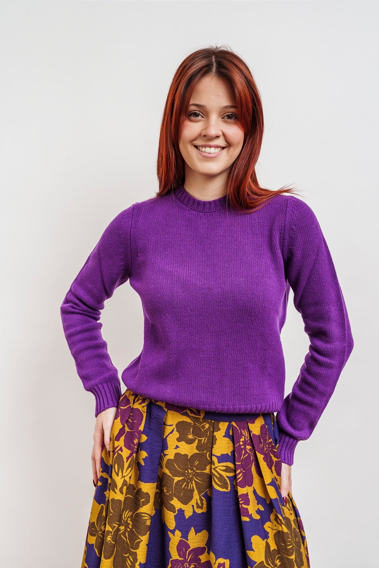 MERINO WOOL CREW NECK - purple