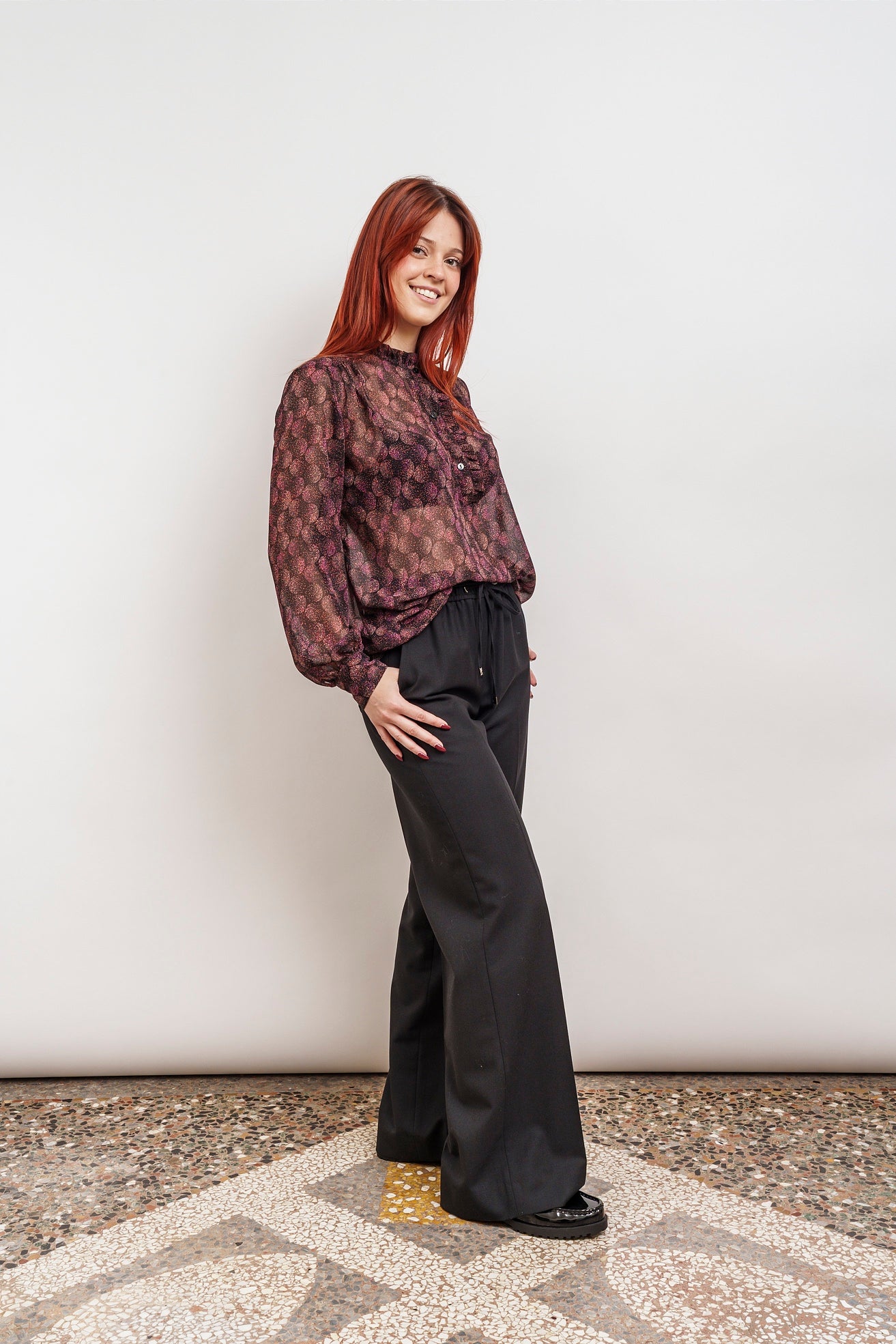 PANTALONE in morbida flanella di lana nero