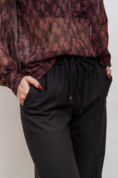 PANTALONE in morbida flanella di lana nero