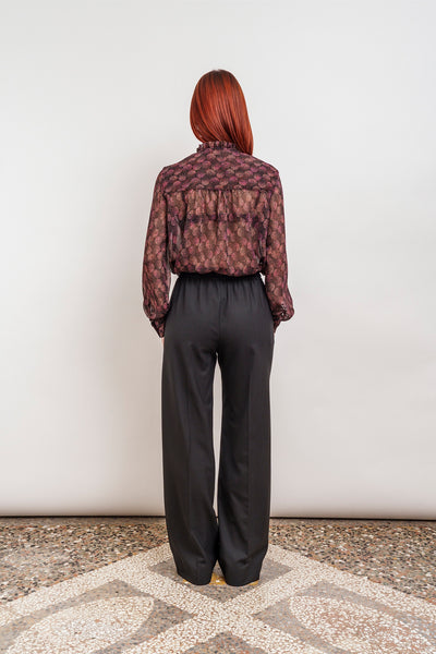 PANTALONE in morbida flanella di lana nero