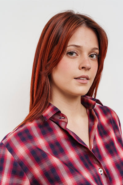 OVERSIZED TARTY SHIRT Blue, Ivory and Red