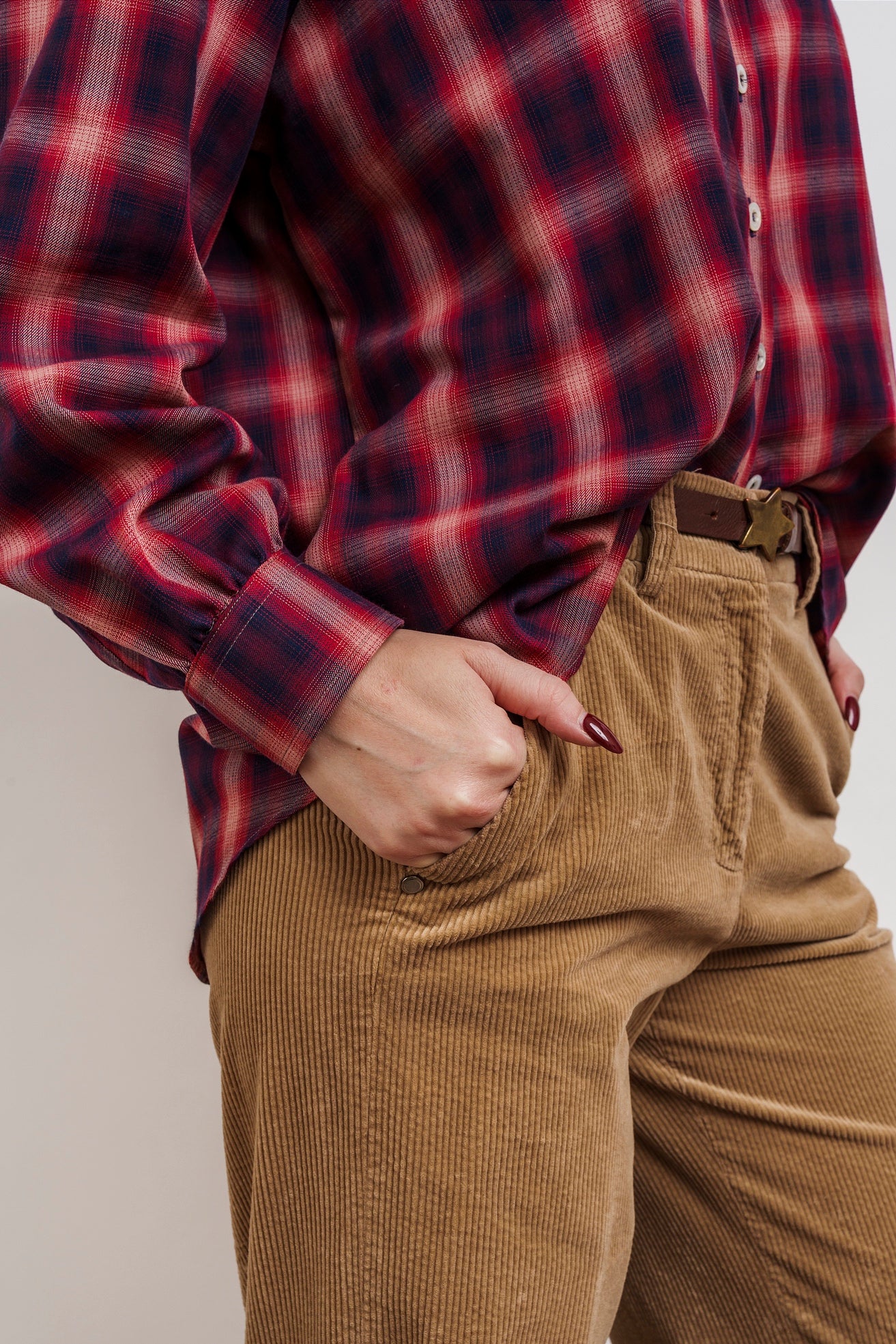 OVERSIZED TARTY SHIRT Blue, Ivory and Red