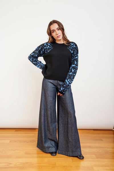 LEOPARD PULL black and blue