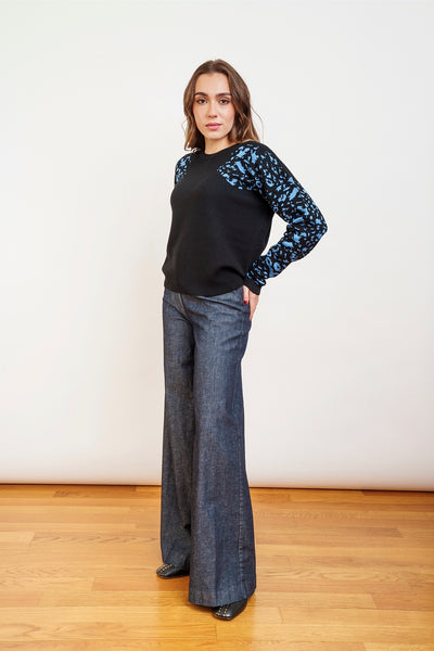 LEOPARD PULL black and blue