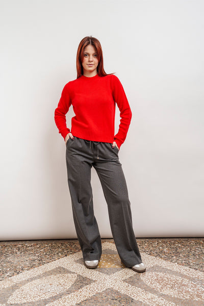 MERINO WOOL CREW NECK - blood orange