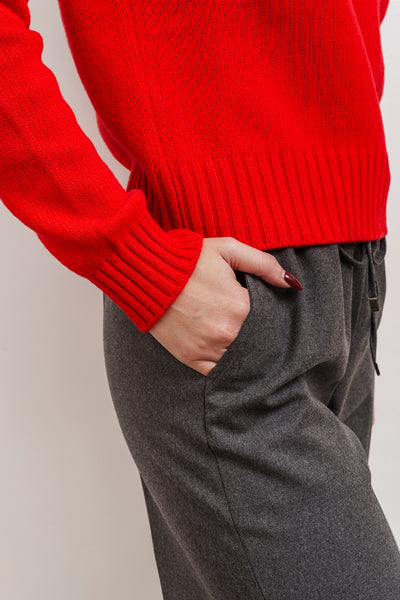 PANTALONE in morbida flanella di lana grigio