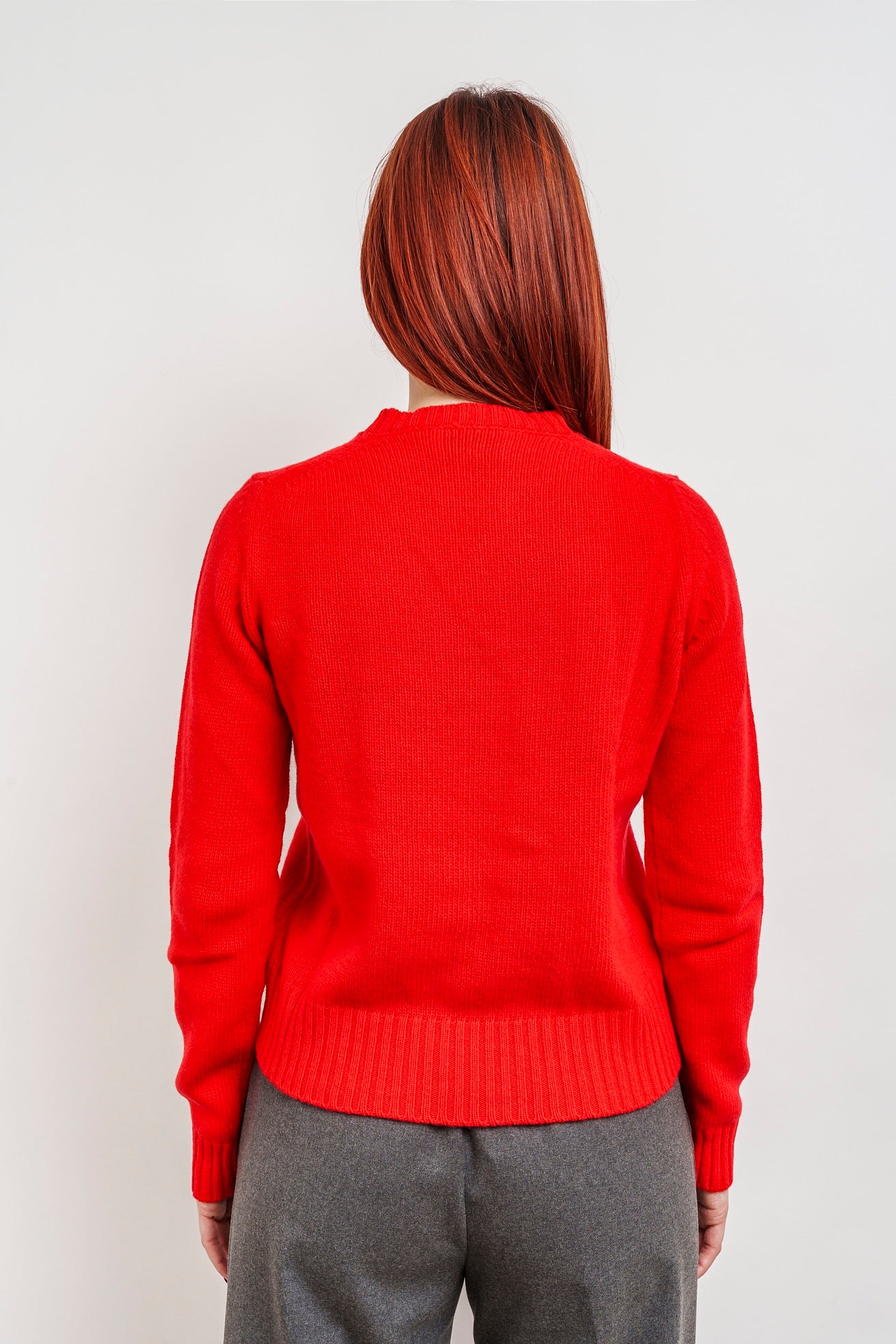 MERINO WOOL CREW NECK - blood orange