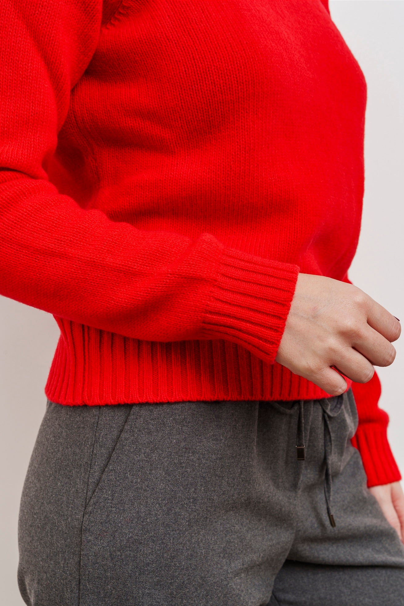 MERINO WOOL CREW NECK - blood orange