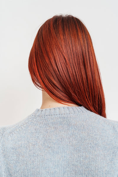 MERINO WOOL CREW NECK - melange blue