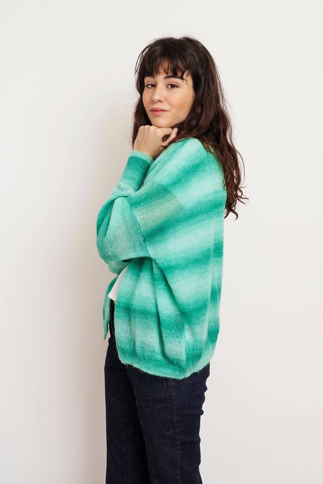 NUVOLA CARDIGAN - shaded green