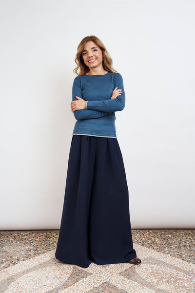 WIDE TROUSERS - eggplant