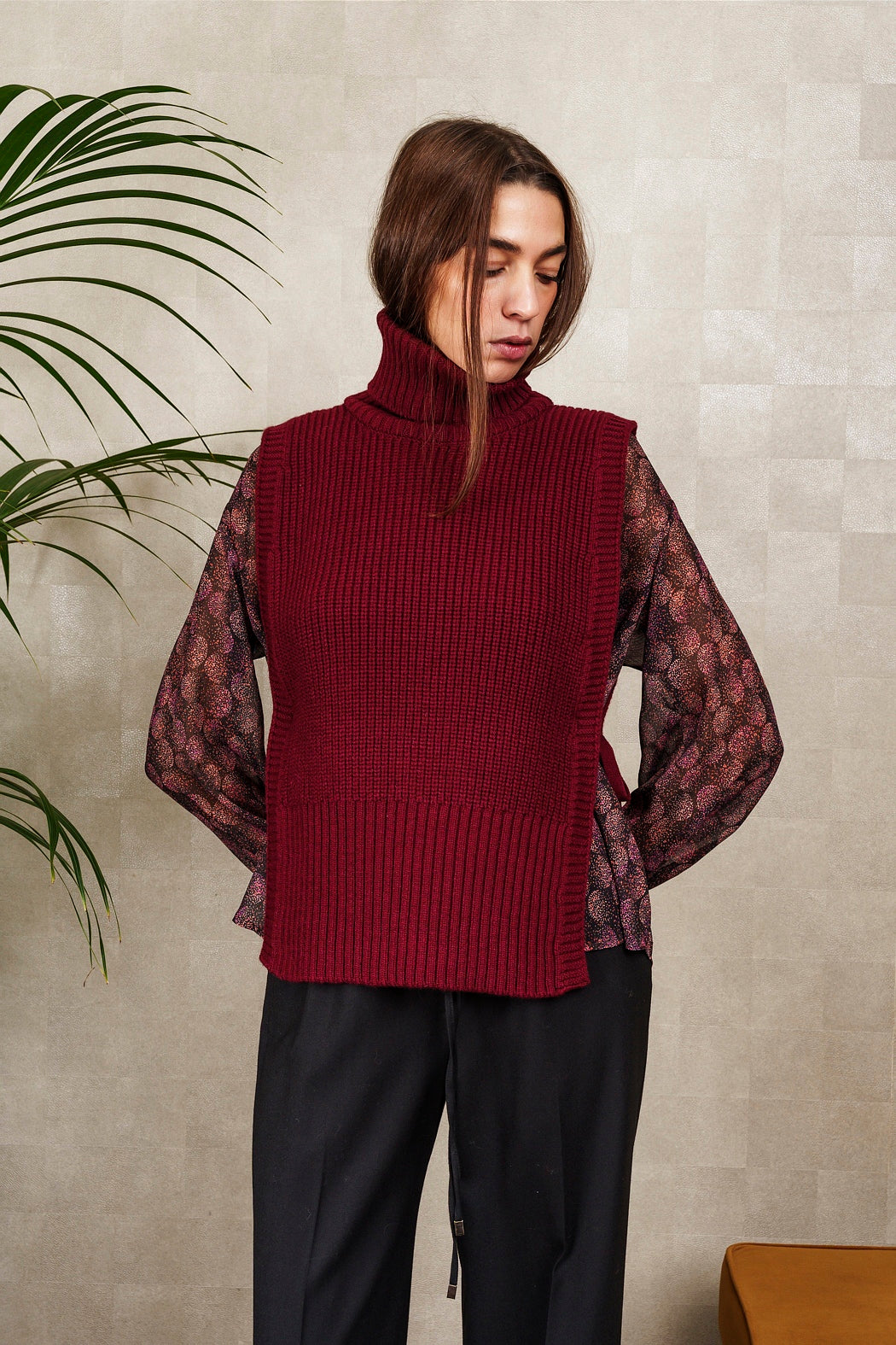 DAVANTINO DOLCEVITA in lana e cashmere bordeaux