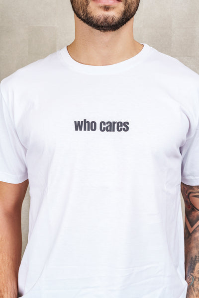 T-SHIRT WHO CARES bianca, UNISEX