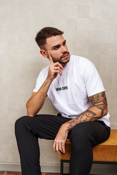 T-SHIRT WHO CARES bianca, UNISEX