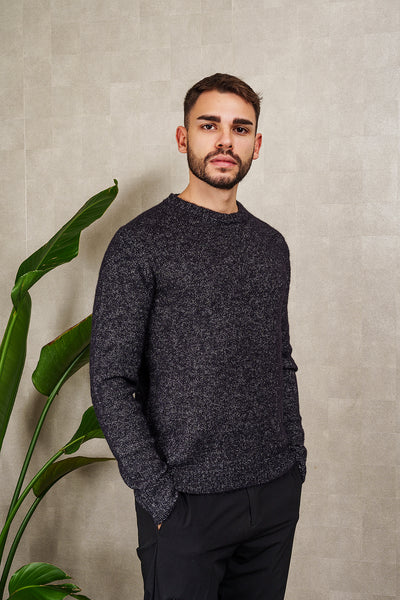 PULL GIROCOLLO UNISEX nera melange