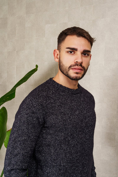 PULL GIROCOLLO UNISEX nera melange