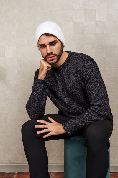 PULL GIROCOLLO UNISEX nera melange