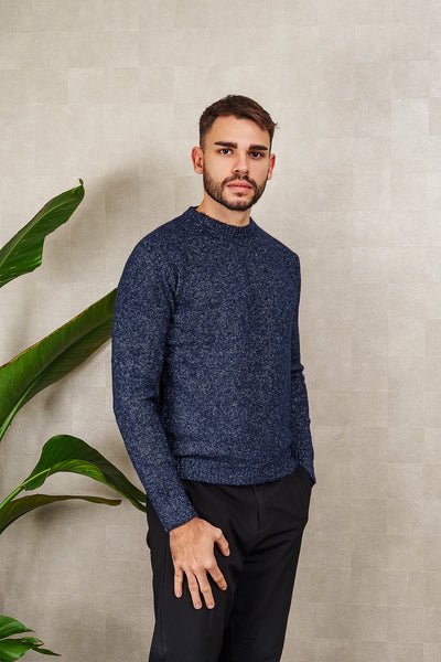 UNISEX CREW NECK SWEATER in olive green melange