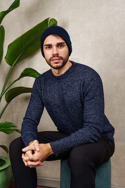 UNISEX CREW NECK SWEATER in olive green melange