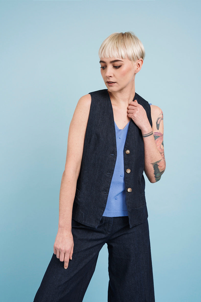 Dark blue denim VEST