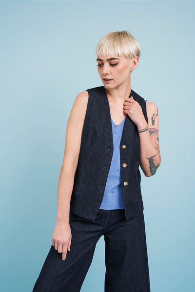 GILET di jeans blu scuro