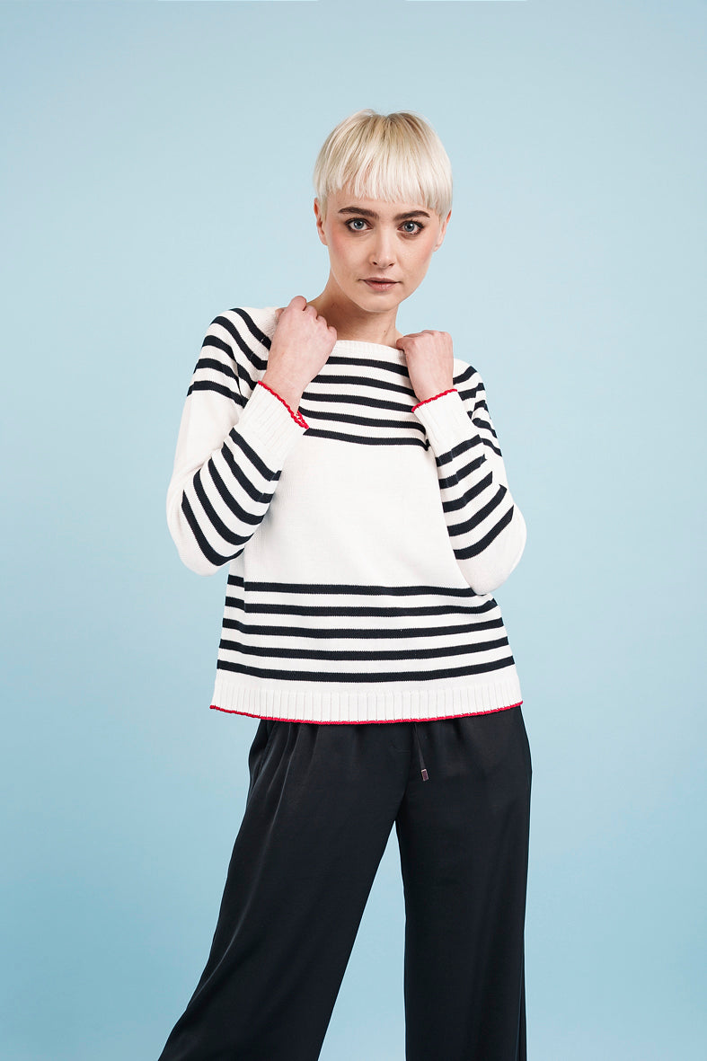 MARINIERE SWEATER - ivory and black