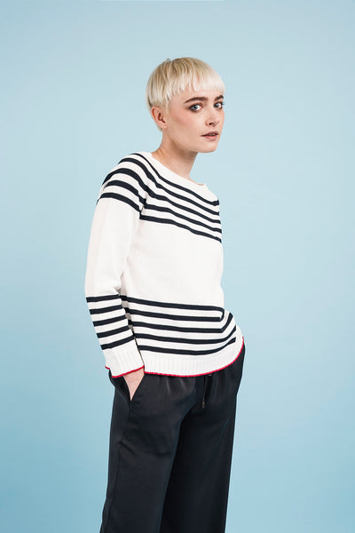 MARINIERE SWEATER - ivory and black