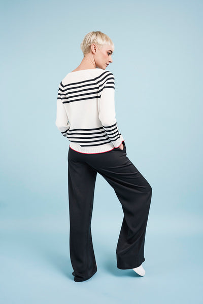 MARINIERE SWEATER - ivory and black