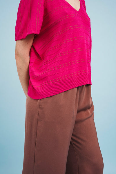 RASPBERRY TOP with contrasting stripes