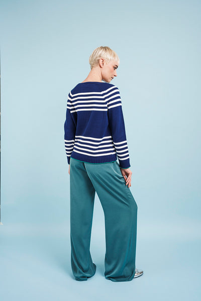 MARINIERE SWEATER - dark blue and ivory