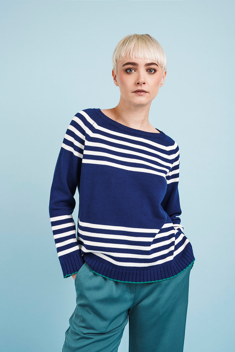 MARINIERE SWEATER - dark blue and ivory