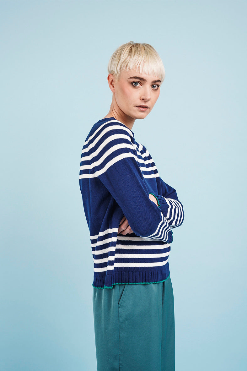 MARINIERE SWEATER - dark blue and ivory